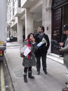Dr Hashem reads the statement of the demo. Photo: P V Dudman