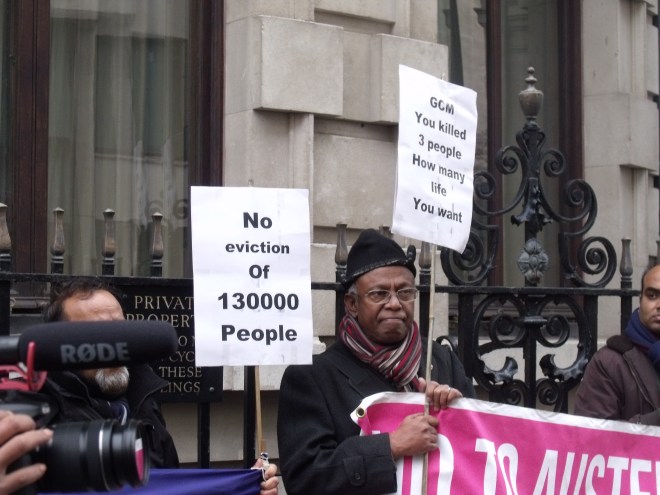     Phulbai actvists and protesters against OECD assessment pledged that GCM will be de-listed from London AIM soon. Photo: Stephen Vince