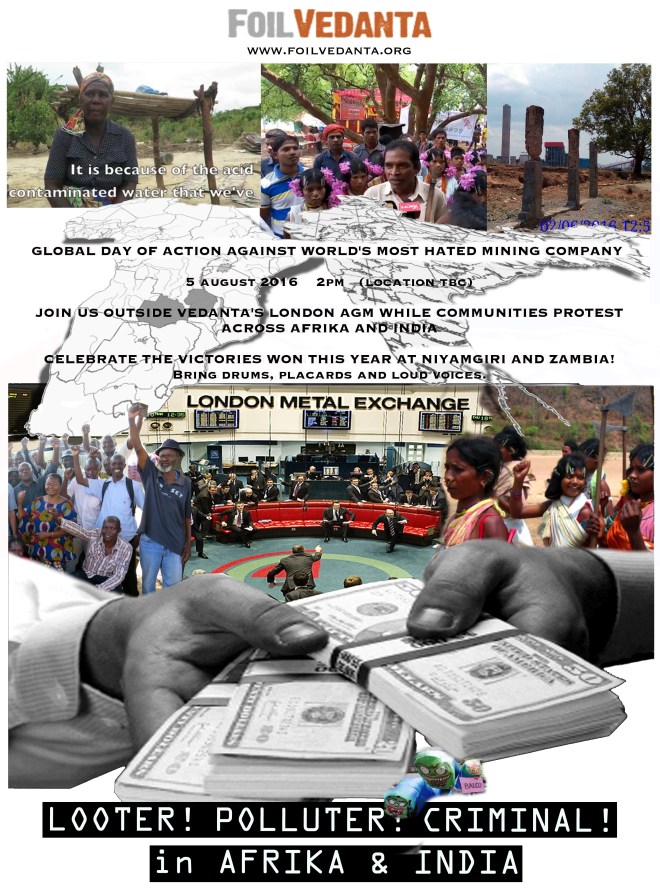 Foil Vedanta AGM 2016 poster. Source: Foil Vedanta campaign letter 6 July 2016